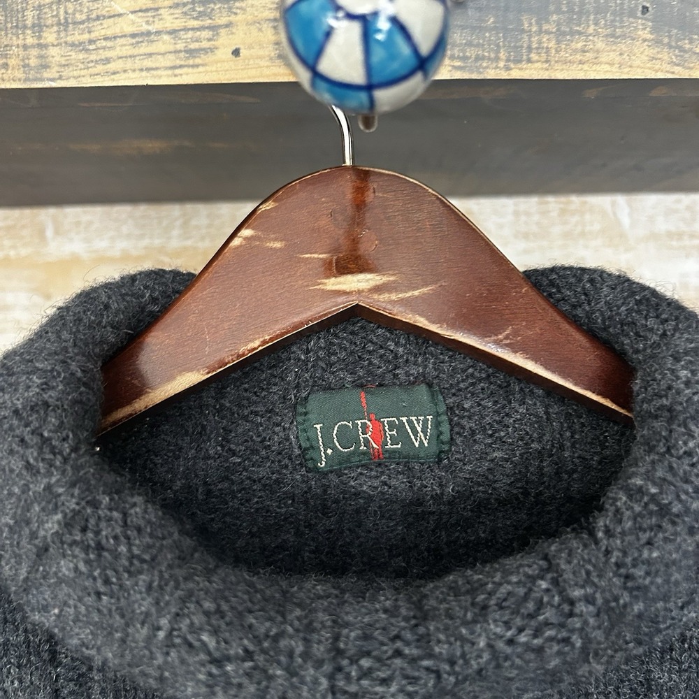 Vintage J Crew Rollneck Sweater Cable Knit Thick Chunky Wool Rubbles M-L - Picture 3 of 6